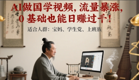 AI做国学视频，流量暴涨 ，0 基础也能日入多张-创业项目网