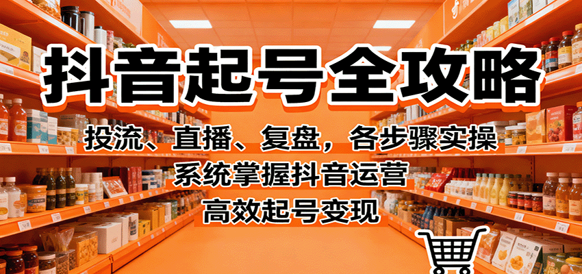 抖音起号全攻略，投流、直播、复盘，各步骤实操，系统掌握抖音运营，高效起号变现-创业项目网
