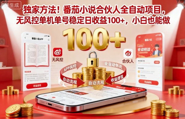 独家方法！番茄小说合伙人全自动挂G项目，无风控单机单号稳定日收益100+，小白也能做【揭秘】-创业项目网