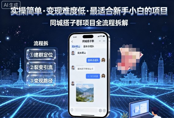 实操简单，变现难度低，最适合新手小白做的项目，每天轻松收入3张，同城搭子群项目全流程拆解-创业项目网