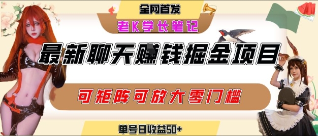 聊天掘金项目，可矩阵起号，适合工作室，个人宝妈，单号日收益50+，零门槛，小白也能轻松上手-创业项目网