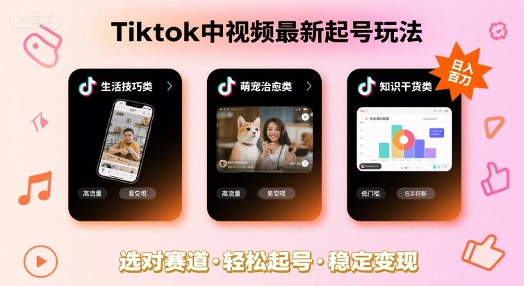 Tiktok中视频最新起号玩法，想要日入百刀，做好这几个赛道就可以了-创业项目网