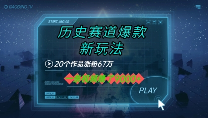 20个作品涨粉67W，一条视频收益1k+，历史赛道爆款新玩法-创业项目网