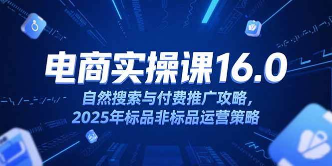 （15262期）淘宝电商运营课16.0，自然搜索与付费推广攻略，2025年标品非标品运营策略-创业项目网