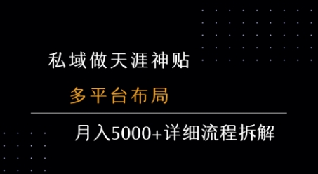 私域做天涯神贴 多平台布局 月入5k+详细流程拆解-创业项目网