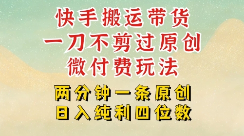 快手黑科技搬运带货，一刀不剪过原创，微付费投流玩法，轻松日入四位数，深层揭秘玩法-创业项目网