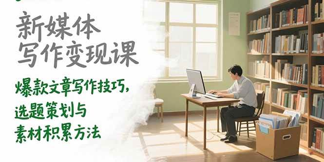（15345期）新媒体写作变现课，爆款文章写作技巧，选题策划与素材积累方法-创业项目网