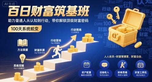 百日财富筑基班，助力普通人从认知到行动，带你解锁顶级财富密码-创业项目网