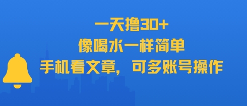 一天撸30+，像喝水一样简单，手机看文章，可多账号操作-创业项目网
