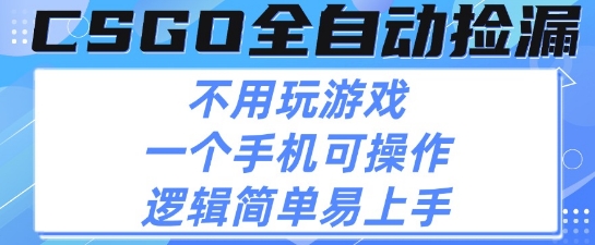 CSGO自动捡漏项目，最新独家玩法，不用挂G不用玩游戏，一个手机即可操作，新手小白轻松月入1W+【揭秘】-创业项目网