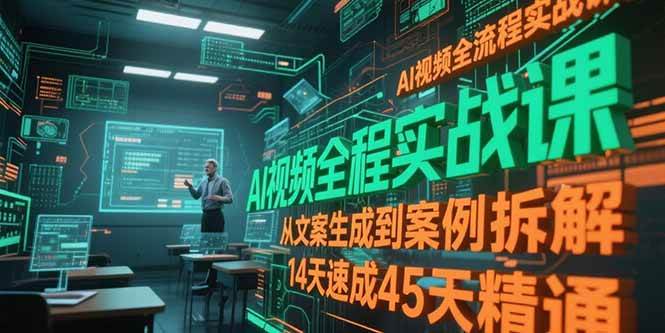 （15172期）AI视频全流程实战课，从文案生成到案例拆解，14天速成45天精通-创业项目网