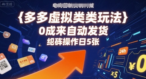 多多虚拟类目玩法，0成本全自动发货，矩阵操作日5张-创业项目网