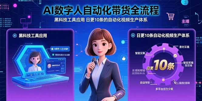 （15699期）AI数字人自动化带货全流程：黑科技工具应用 日更10条的自动化视频生产体系-创业项目网
