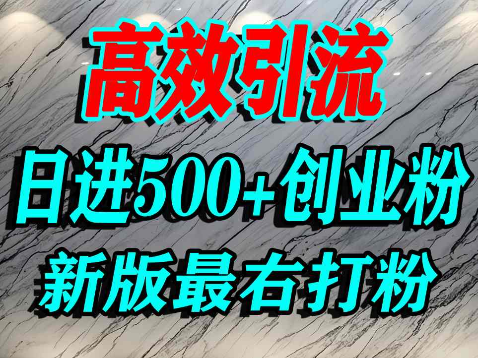 最右打创业粉，百分之九十九同行都不知道的空白蓝海，单人日引500+精准流量-创业项目网