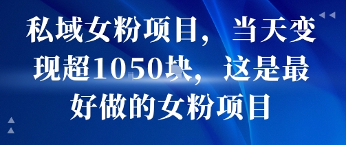 私域女粉项目，当天变现超1k，这是最好做的女粉项目，可放大操作-创业项目网