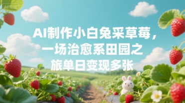 AI制作小白兔采草莓，一场治愈系田园之旅单日变现多张-创业项目网