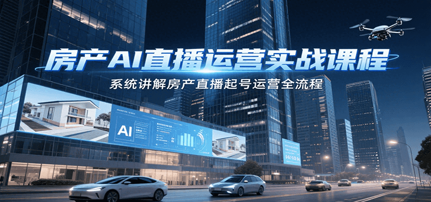 房产AI直播运营实战课程，系统讲解房产直播起号运营全流程-创业项目网