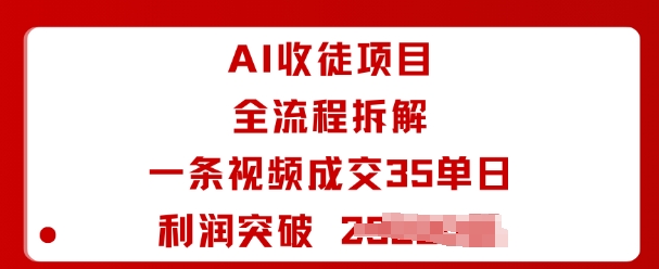 AI收徒项目全流程拆解一条视频成交35单日利润突破1k+-创业项目网