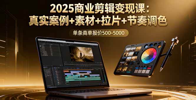（16130期）2025商业剪辑变现课：真实案例+素材+拉片+节奏调色，单条商单报价500-5000-创业项目网