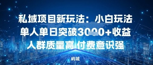 私域项目新玩法：小白玩法单人单日突破1k收益人群质量高付费意识强-创业项目网