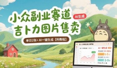 小众副业赛道 吉卜力图片售卖 单日2张+ AI一键生成【附教程】-创业项目网