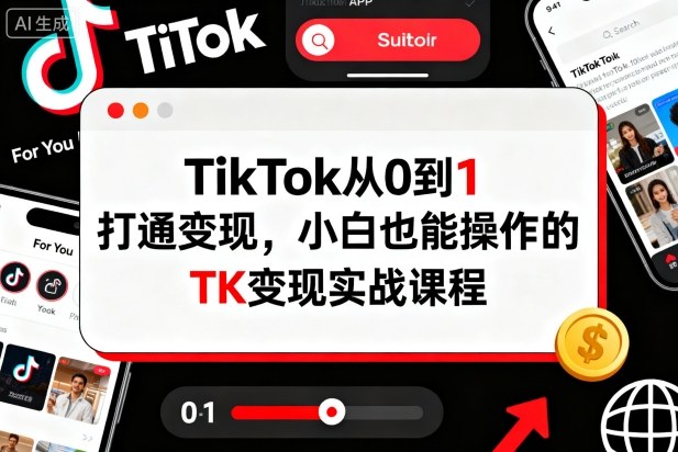 TikTok从0到1打通变现，小白也能操作的TK变现实战课程-创业项目网