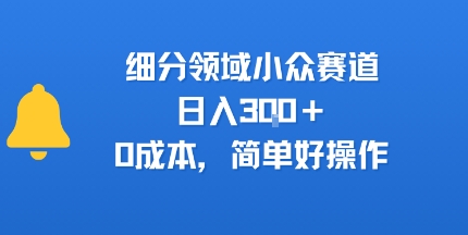 细分领域小众赛道，日入3张+，0成本，简单好操作-创业项目网