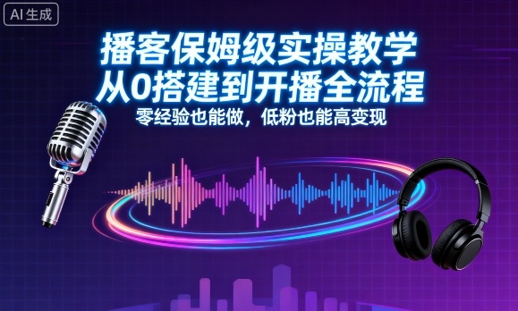 播客保姆级实操教学，从0搭建到开播全流程，零经验也能做，低粉也能高变现-创业项目网