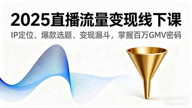 （16062期）2025直播流量变现线下课，IP定位、爆款选题、变现漏斗，掌握百万GMV密码-创业项目网
