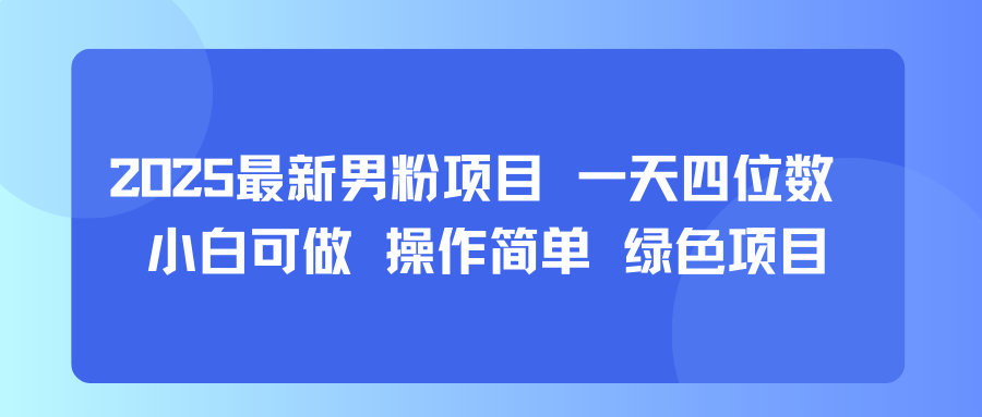 2025最新男粉项目 一天四位数 小白可做 操作简单 绿色项目-创业项目网