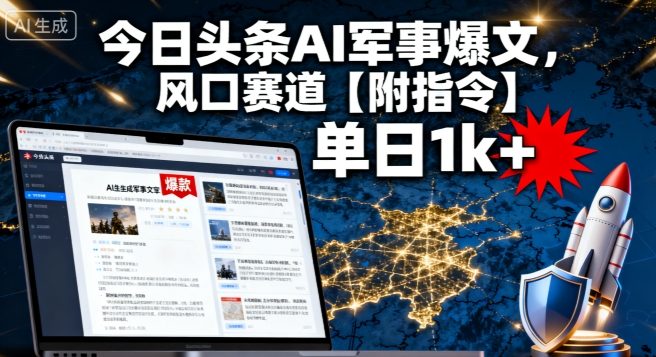 今日头条AI军事爆文，单日1k+，风口赛道【附指令】-创业项目网